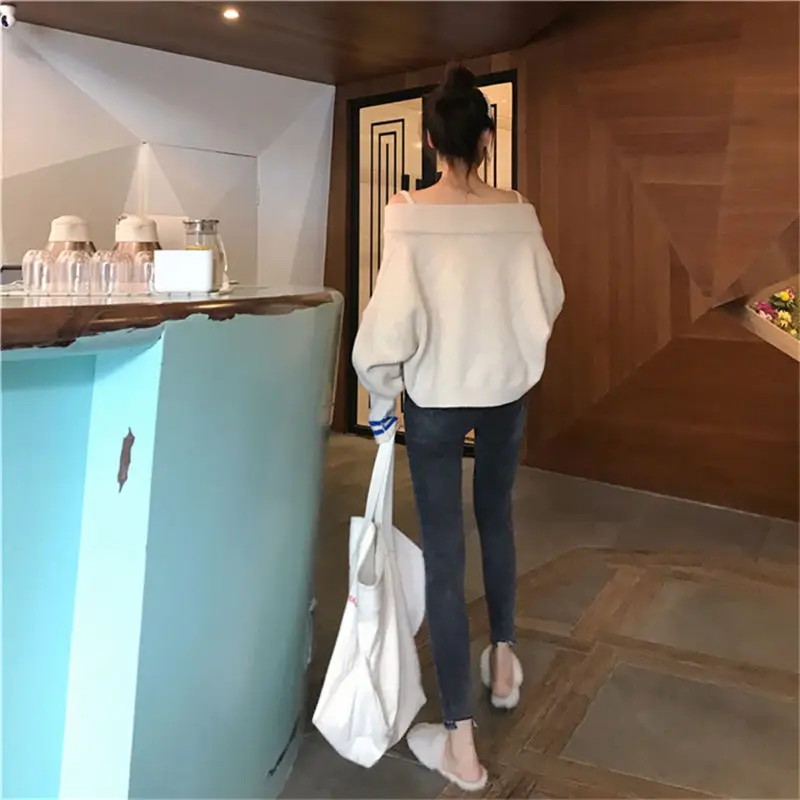 Hzirip 2018 Women Knitted Sweater Autumn Winter Pullover Tops Slim Wild V-Neck Loose Casual Aestheticism Office Lady Clothes | Женская