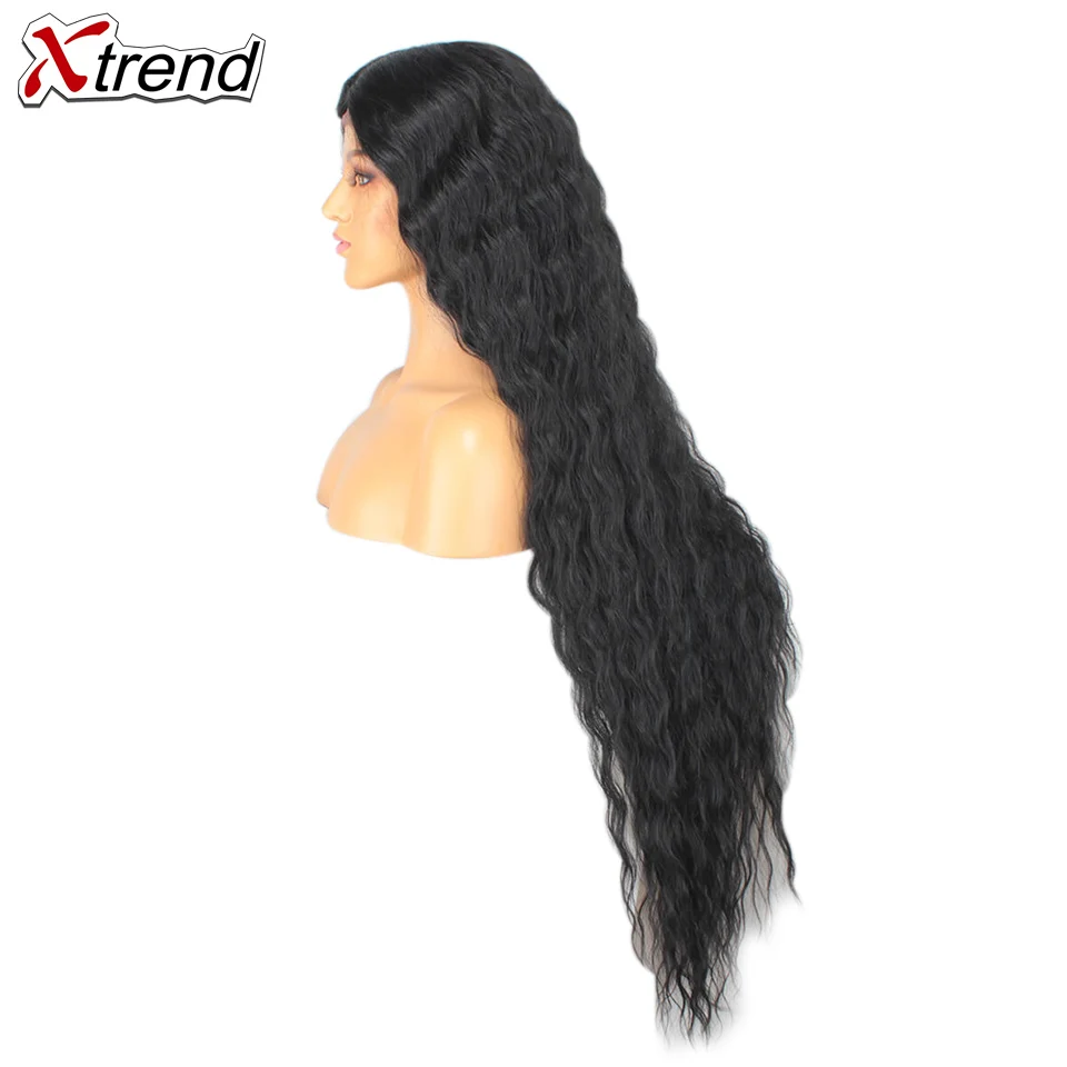 Xtrend, синтетический парик на кружеве, черный, 40 дюймов, 613, красный, коричневый, Омбре, парики для женщин, косплей, афро, длинные волосы, кудрявые, средняя часть