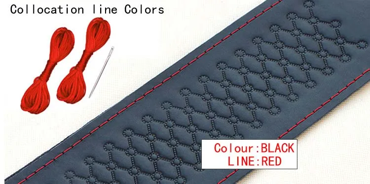 45CM BLACK LINE RED Очень большой крышка рулевого колеса для грузовика RV внешняя часть изготовлена из микрофибры и кожи автомобиля оплётка руля прочный 42/45/47/50 для VOLVO Ивеко Дейли - Название цвета: 45CM BLACK LINE RED