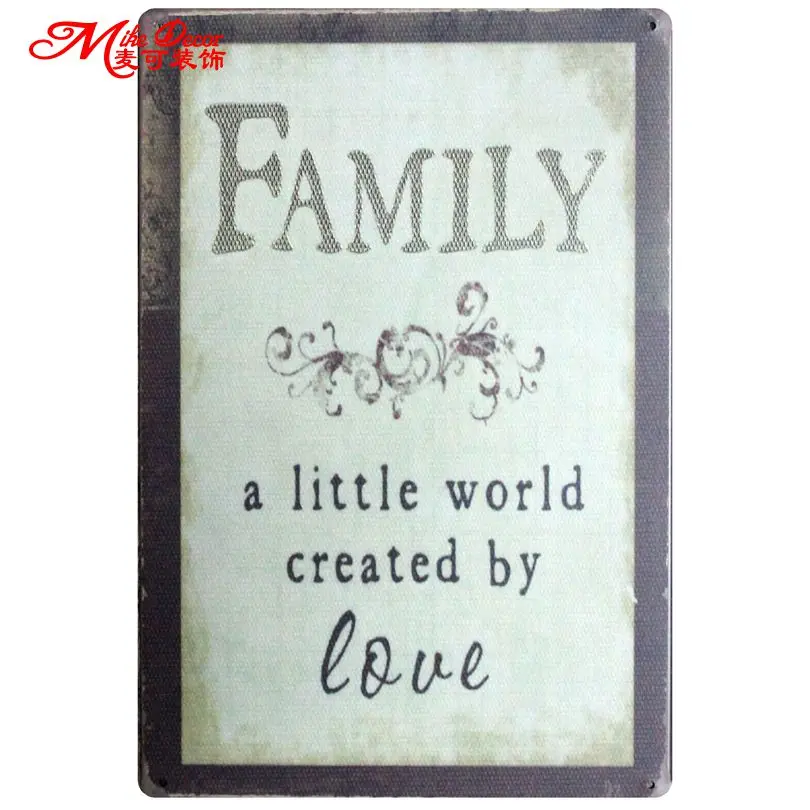 [Mike86] винтажный металлический постер для всей семьи с надписью love украшения дома