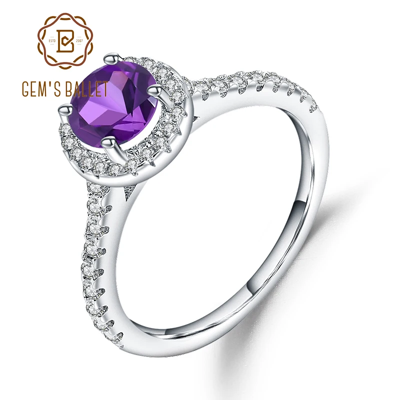 Gem's Ballet, новинка, 1.35Ct, натуральный аметист, фиолетовое обручальное кольцо для женщин, 925 пробы, серебро, романтическое кольцо, хорошее ювелирное изделие