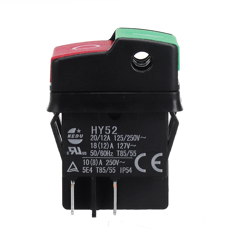 KEDU HY52 250V 12A 4Pin Электрический кнопочный переключатель Водонепроницаемый кнопочная машина пила Резак дрель на выключатели Управление коробка