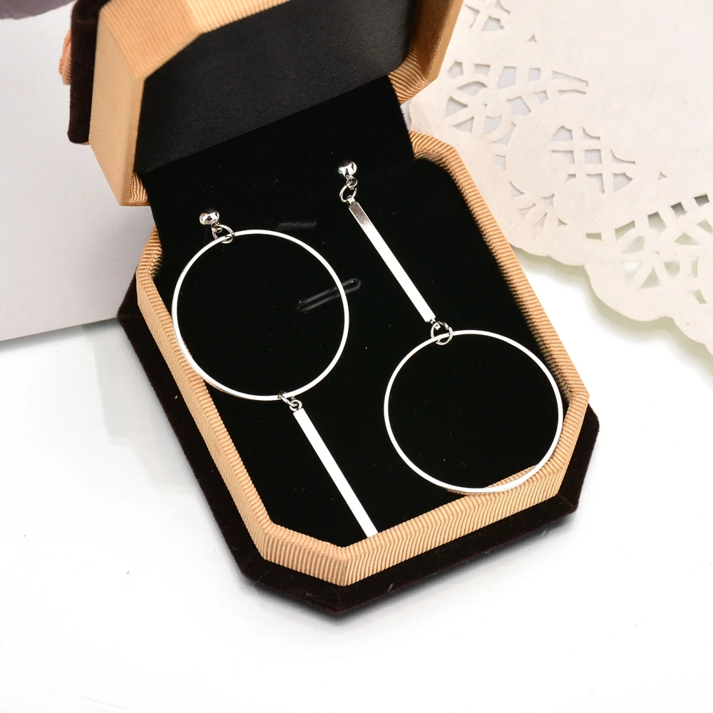Серьги-подвески в Корейском стиле большие круглые геометрические серьги для