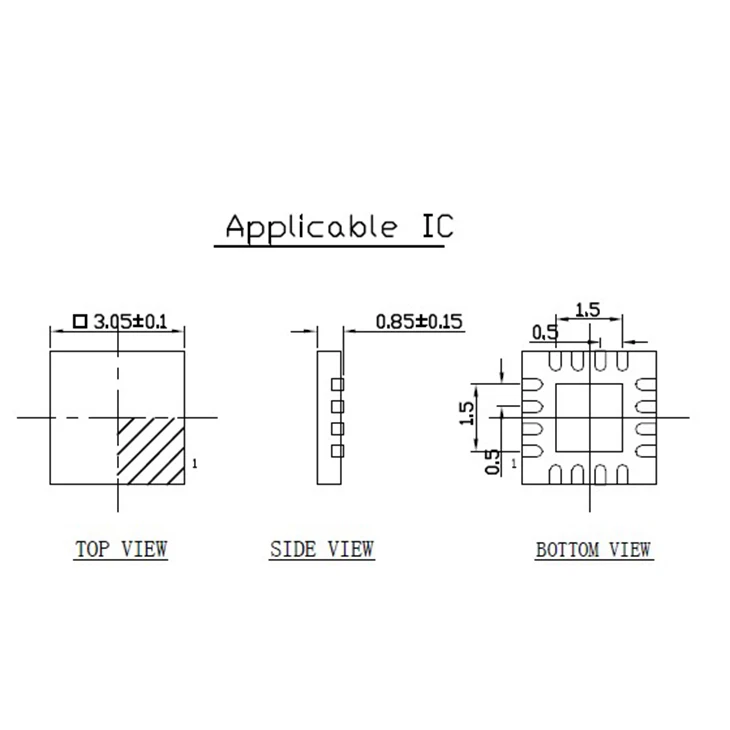 Разъем тестовый QFN16 MLF16 0 4 мм 3*3|connector|burn |