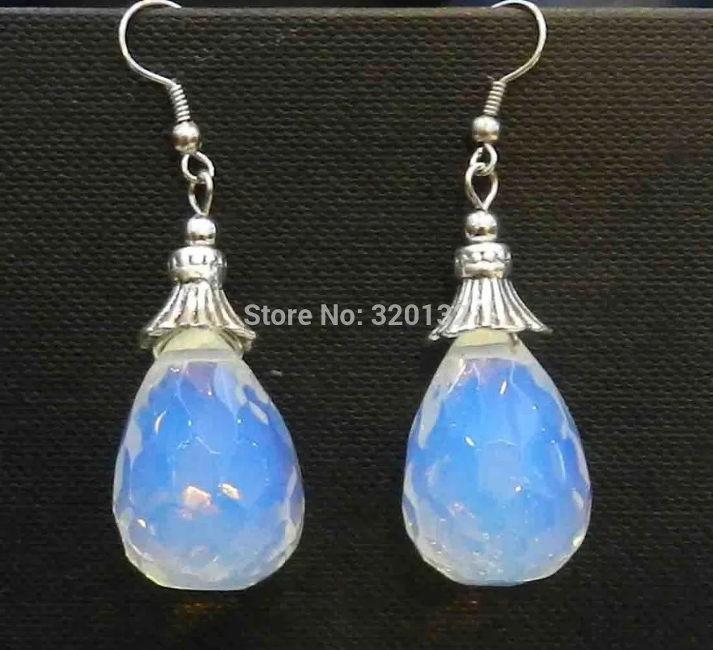 12x16 мм Белый Лунный Камень Teardrop Бусы Серьги Оптовая 4 шт. 2 Pairs серьги Серебро