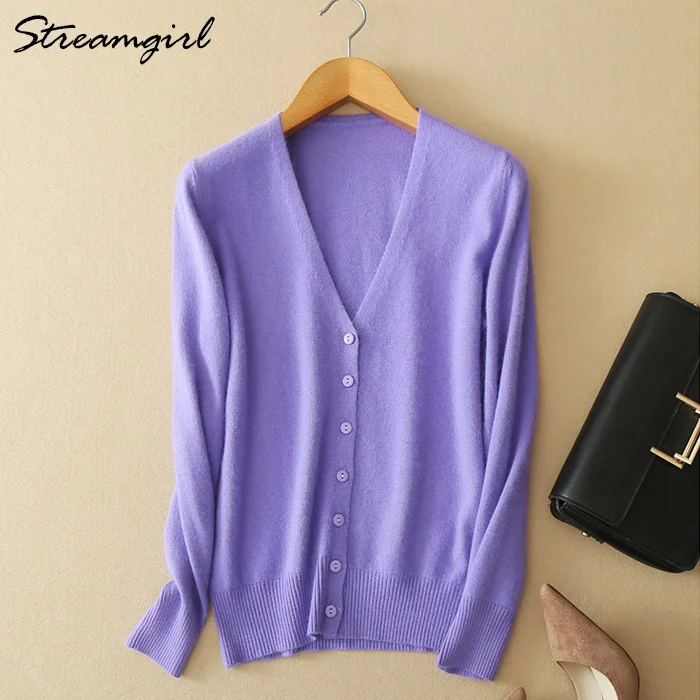 Light purple Женский кашемировый кардиган, Женский вязаный кардиган с длинным рукавом, женские кардиганы, короткие женские кардиганы размера плюс, женский кардиган большого размера - Цвет: Light purple