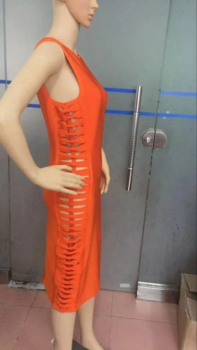 Лидер продаж Для женщин Роскошные пикантные оранжевый по колено Бандажное