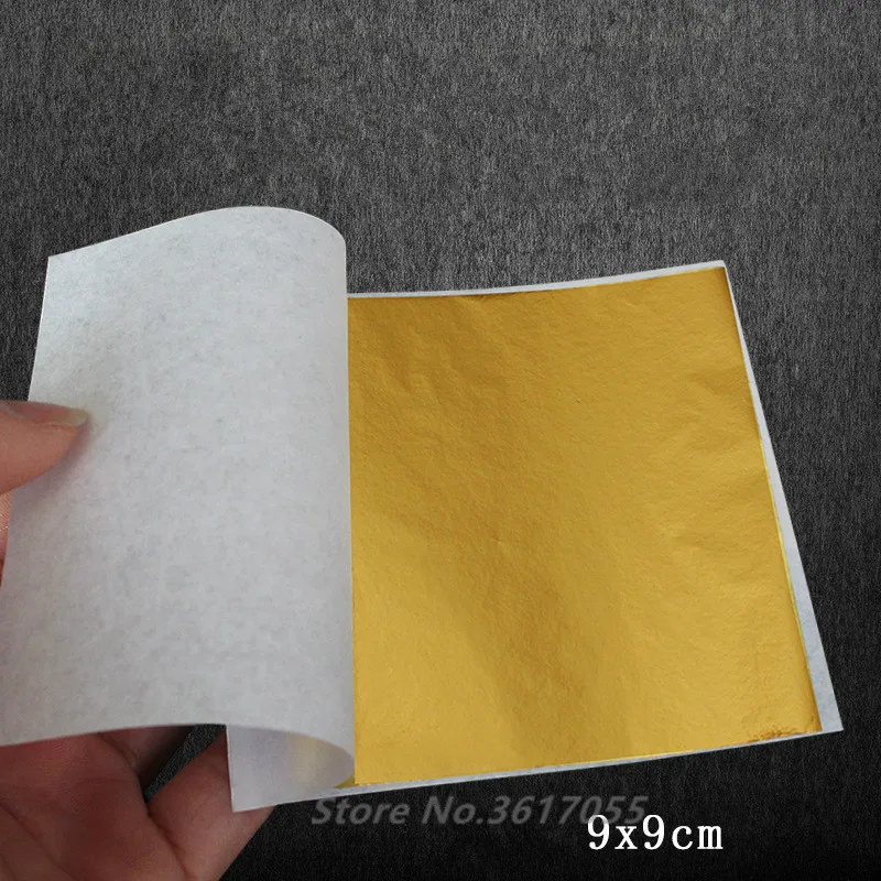 500 шт 9x9cm крафт-бумага для творчества имитация золотого серебряного медного листа
