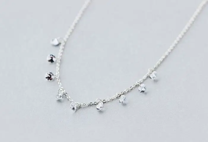 По-настоящему. 925 пробы серебряные круглые кристаллы CZ AAA+ кулон себе станция ожерелье сладкий GTLX740