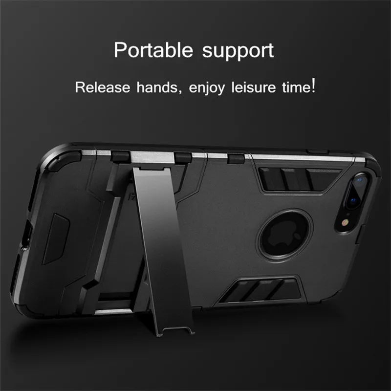 Гибридный резиновый армированный Жесткий ПК + ТПУ чехол для телефона iPhone 7 Plus 6 6s 5 S