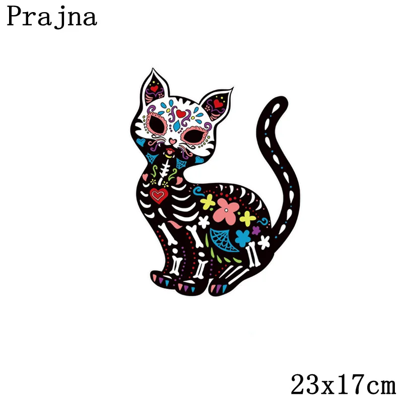 Prajna мультяшная нашивка Кот Череп Железный набор для переноса патчи Железо на