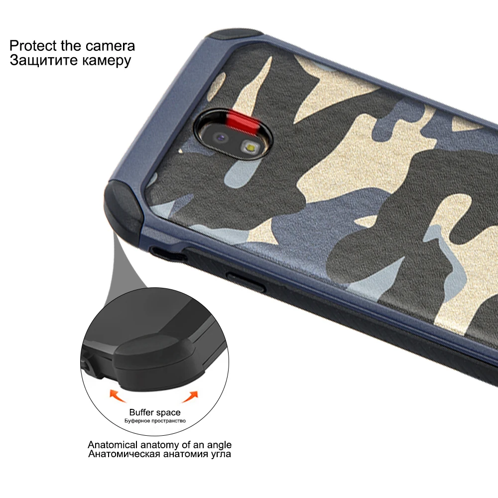 Keysion Case for Samsung Galaxy J7 2017 EU Version Army Camo Camouflage PC+TPU 2 in1 Anti-knock Protective Cover J730FM |