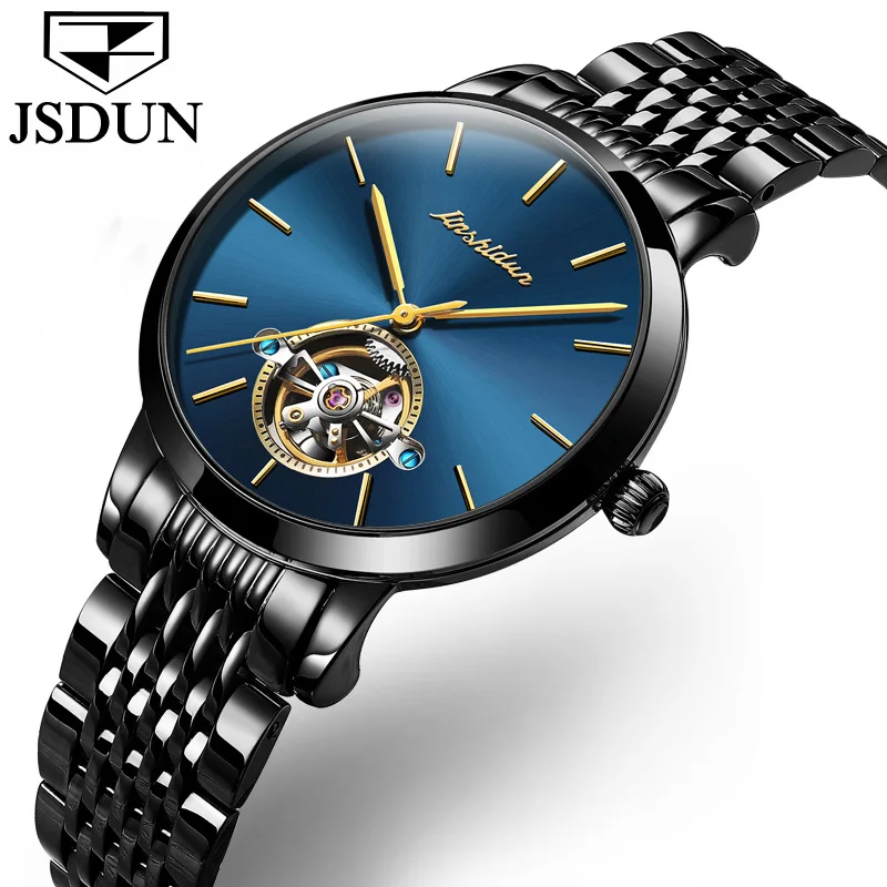 JSDUN автоматические механические часы женские Tourbillon наручные часы из тонкой стали женские наручные часы для дам Наручные часы