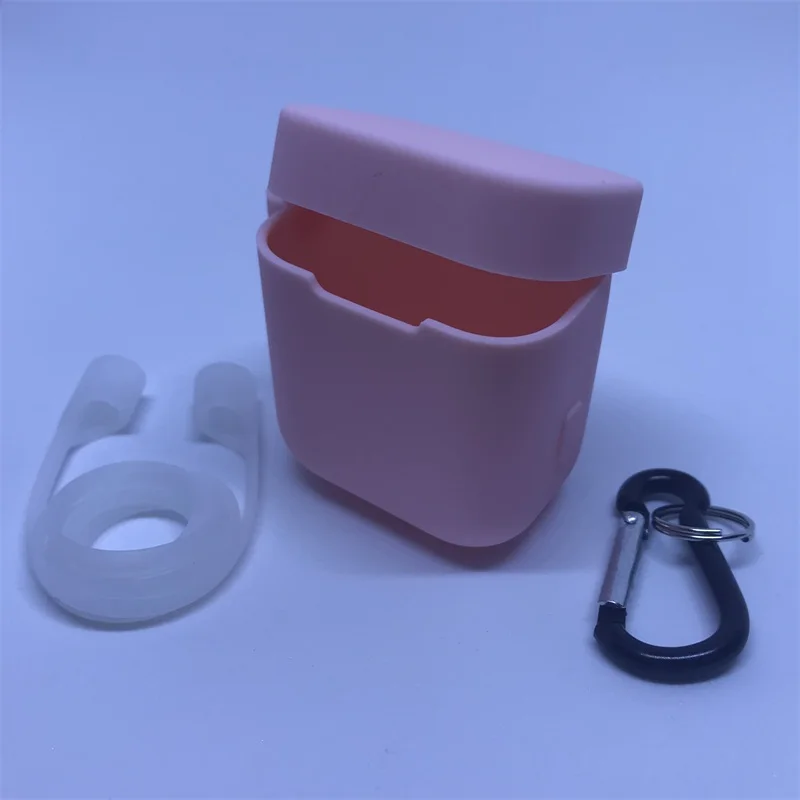 Pink Чехол для наушников для Xiaomi Airdots Pro, зарядная коробка для Xiaomi Air TWS, силиконовый защитный чехол+ ремень против потери+ карабин - Цвет: Pink