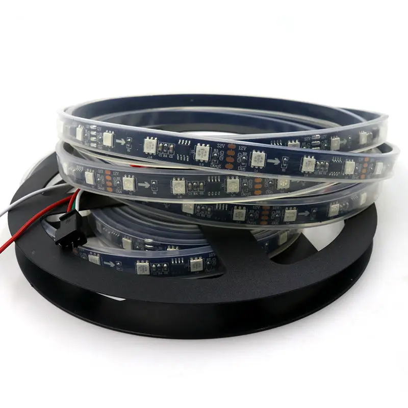 5 м WS2811 DC12V 48 Светодиодный s/M RGB адресат светодиодные полосы черный PCB водонепроницаемый IP67 SMD5050 пикселей