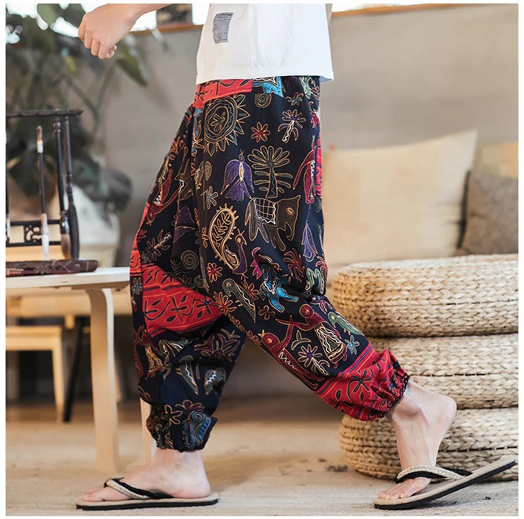 

Linen Wide Leg Pants Men Joggers Hip Hop Harem Pants Men Streetwear Sweatpants Men Pants Casual Trousers Drop Shipping ABZ200