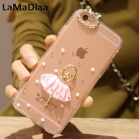 fashion bling diamond rhinestone pearl ballet girl phone case for samsung galaxy s22 s21 s20 s10 s8 s9 plus note 9 8 10 20 cover