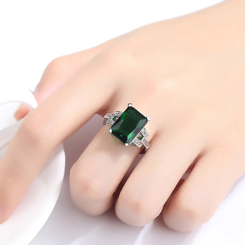 Новая мода люкс Зеленый Кристалл Square Ring Jewelry Творческий кольцо Для женщин