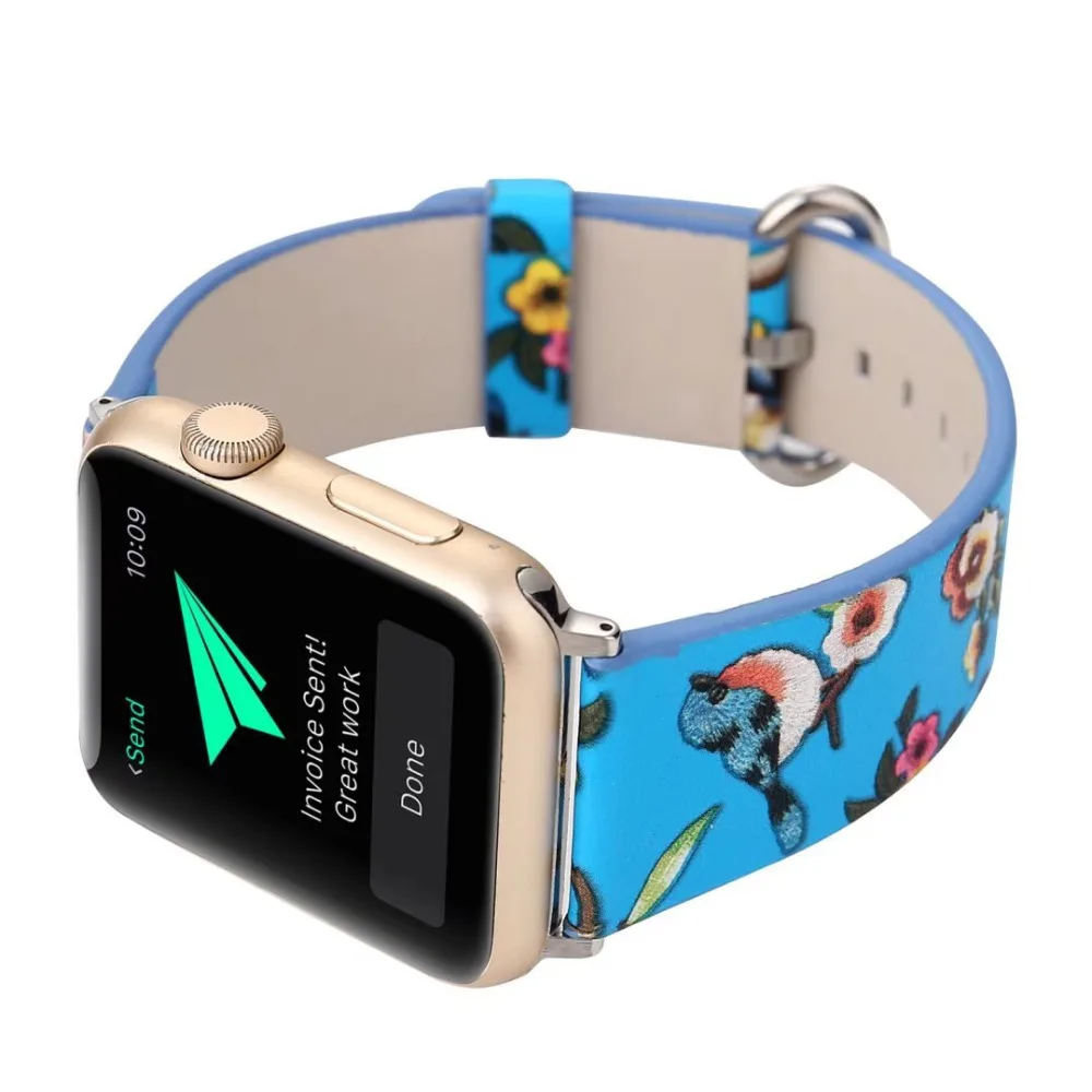 2018 группа цветы ремешок для apple watch 42 мм/38 мм из натуральной кожи запястье браслет