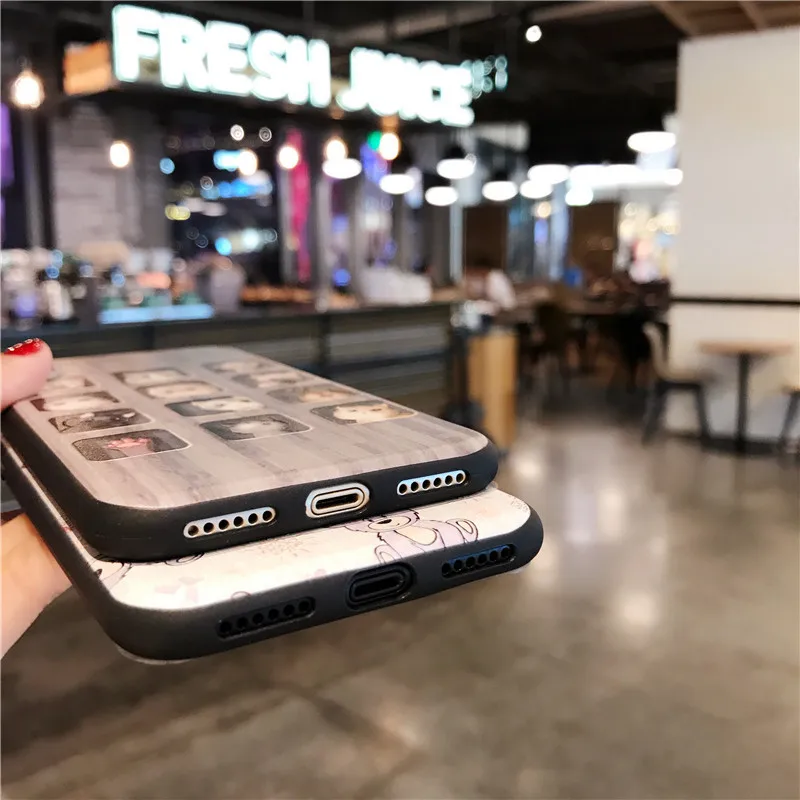 JiBan For iphone X Fashion Cute Love Animal Bear Cat TPU Soft Silicon Back Phone Cover Case Shell Apple 6 6S 7 8 Plus |