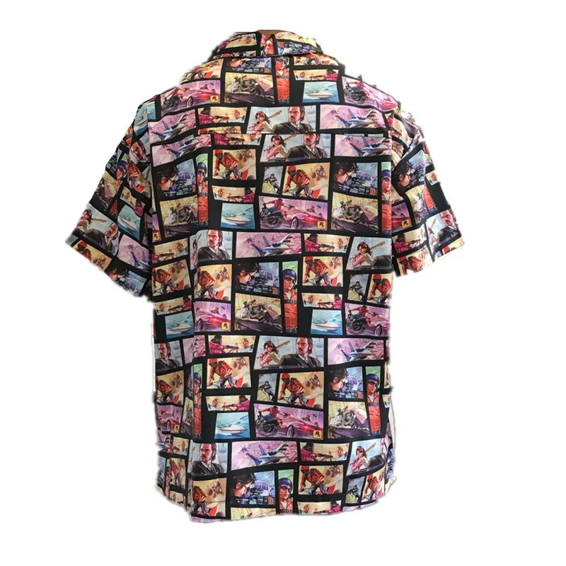 Винтаж комиксов с принтом по всему размеру мужская рубашка навыпуск ярким