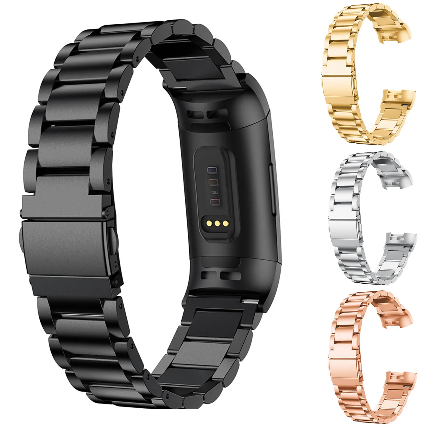 Ремешок сменный для часов Fitbit Charge 3 модный металлический браслет из нержавеющей
