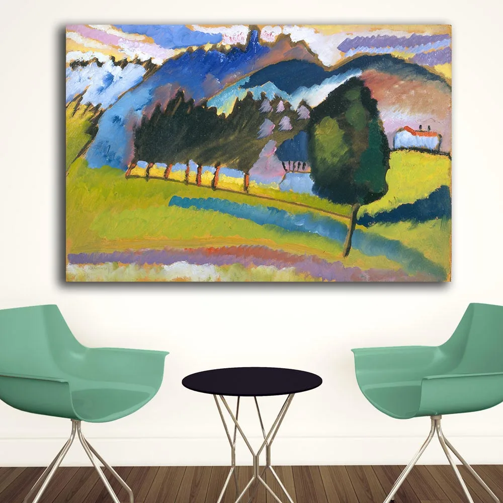 Пейзаж с подвижными горами Wassily Kandinsky декоративные краски домашний декор на