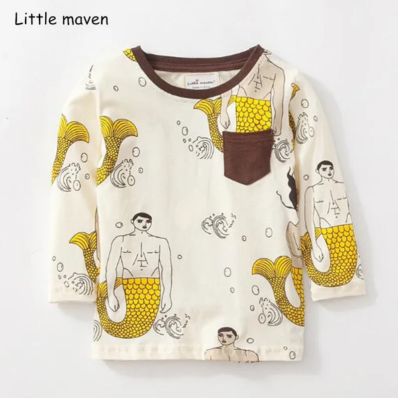 Little maven/детская брендовая одежда для маленьких мальчиков осень 2018 хлопковые топы