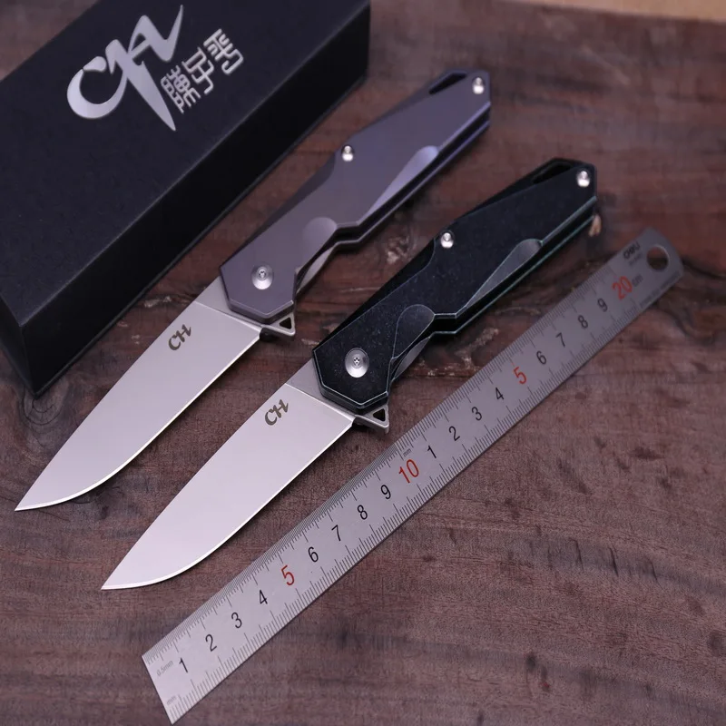 CH original design Tianyi Flipper folding knife bearings AUS-8 Blade TC4 titanium handle camping hunting Fruit Knives EDC tools |