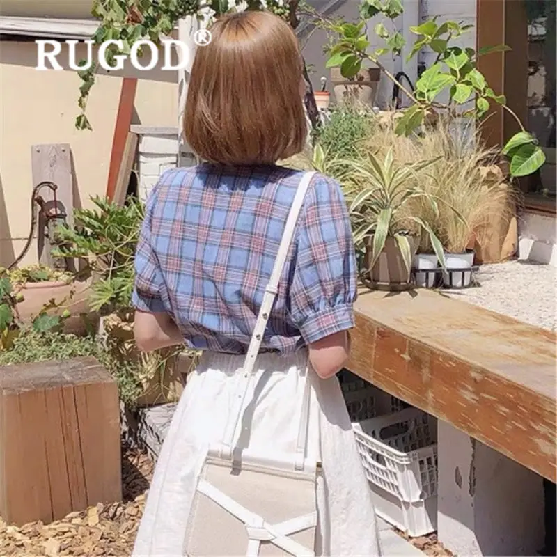 RUGOD Новинка решетки V шеи Женские топы и блузки Талия Тонкий однобортный bluzki damskie