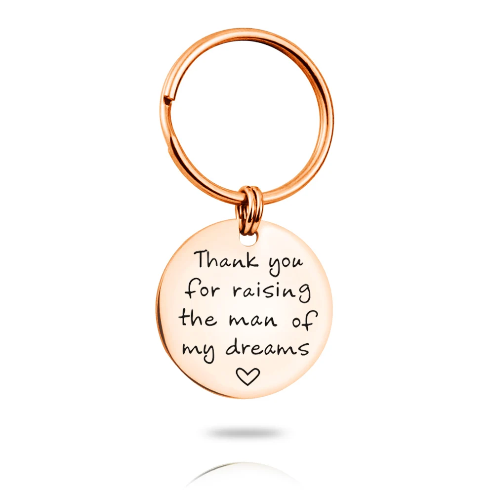 MYLONGINGCHARM Personalized Engraved Keychain Stainless Steel Thank you for raising the man of my dreams G3109 | Украшения и