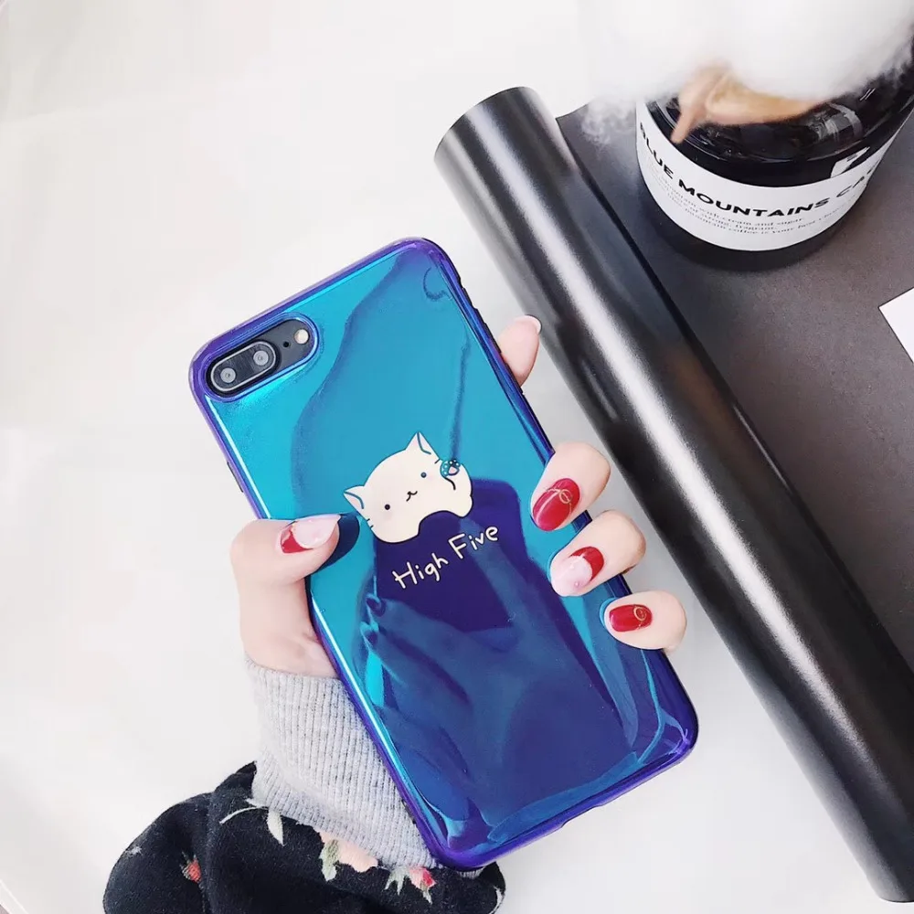Милый мягкий чехол для телефона с рисунком кота лапы дай мне пять Blu-Ray iphone 8 8plus 7
