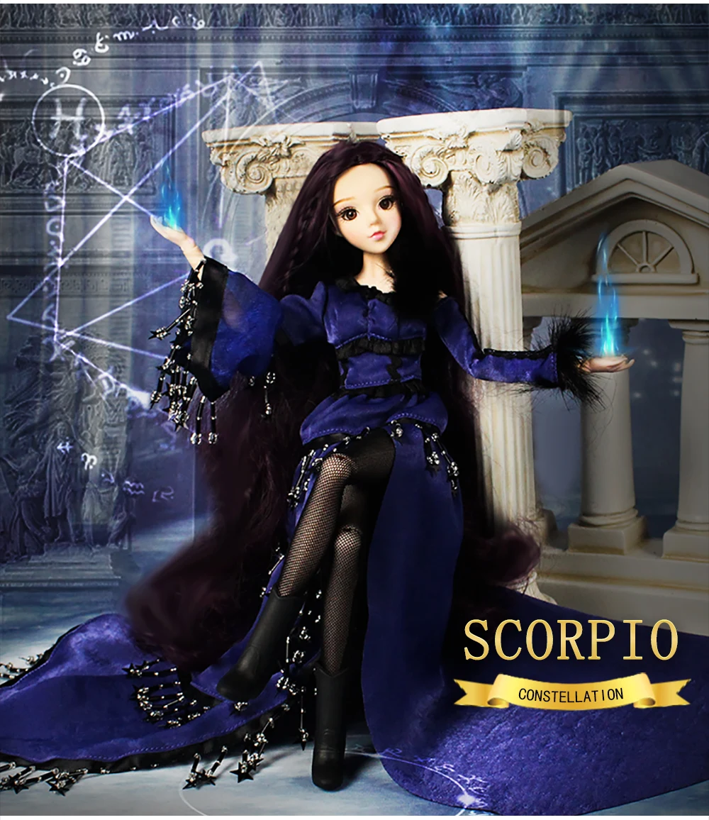 MMGirl 12 Созвездие Скорпион как BJD Blyth кукла 1/6 30 см темно фиолетовый платье шляпа фантазия костюм игрушка подарок