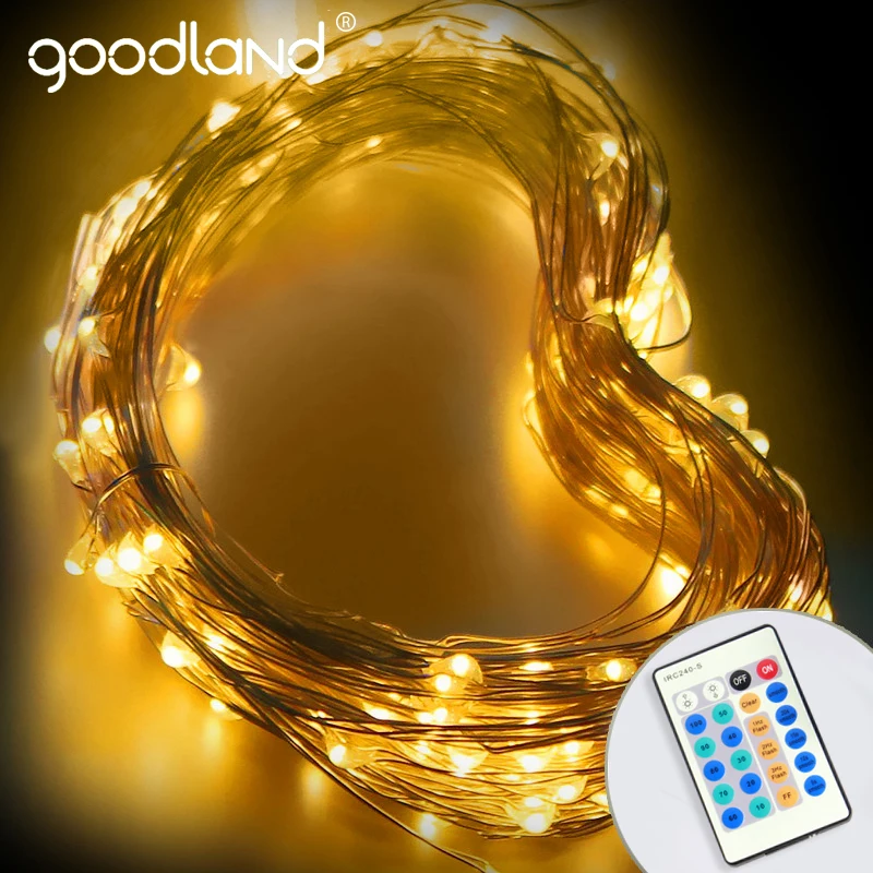 Гирлянда Goodland светодиодная 10 м медная проволока 12 В адаптер питания Рождество
