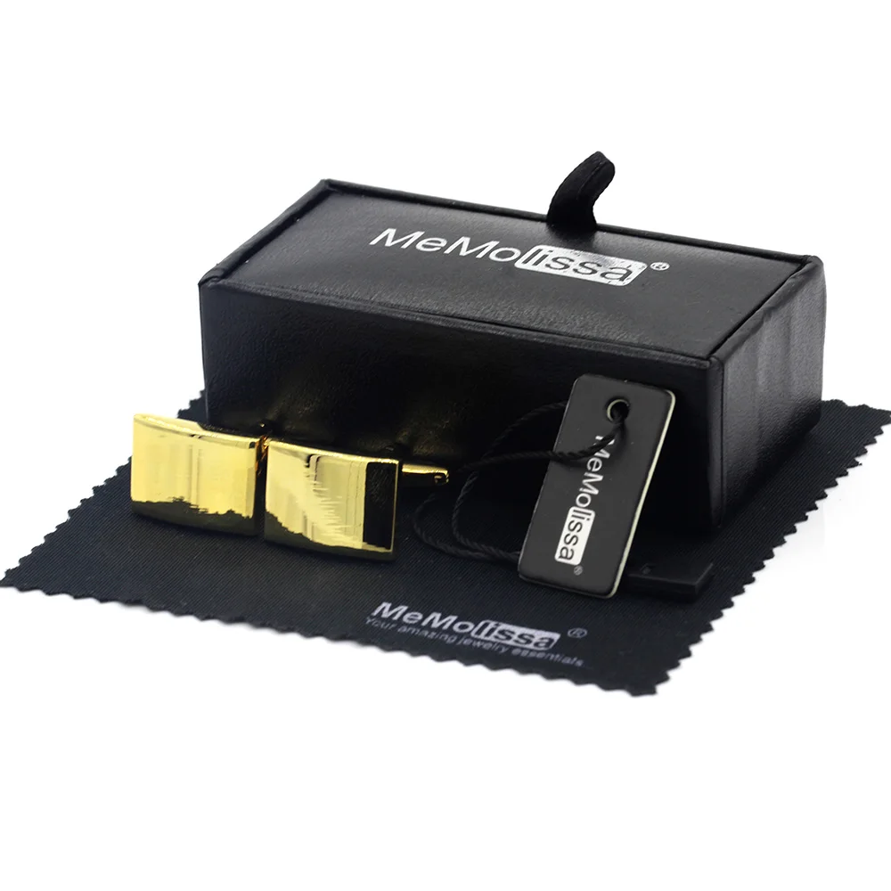 

MeMolissa Display Box Office Style Rectangular Cufflinks Gold Curved Cufflinks Men's Business Cuff Free Tag & Wipe Cloth