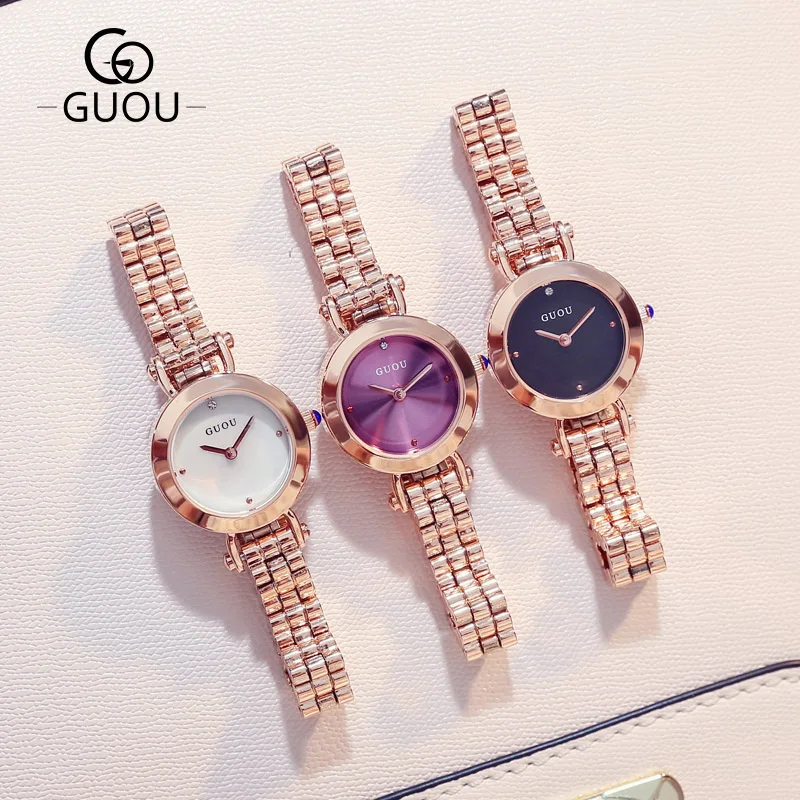 

GUOU Luxury Brand Women Quartz Watch Relogio Feminino Gold Bracelet Clock Ladies Fashion Casual Stainless Steel Wrist Watches
