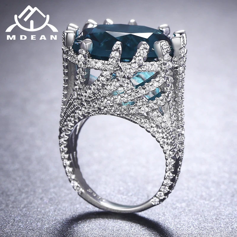 Mdean белого золота Цвет кольца для Для женщин кольцо с фианитом класса ААА