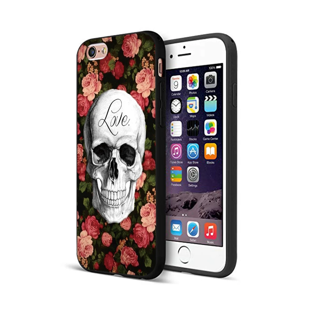 12700 Черный чехол ТПУ для iphone 5 5s se 6 6s 7 8 plus x 10 чехол силиконовый чехол для iphone XR XS 11 pro MAX чехол череп ворона цветок - Цвет: 12700