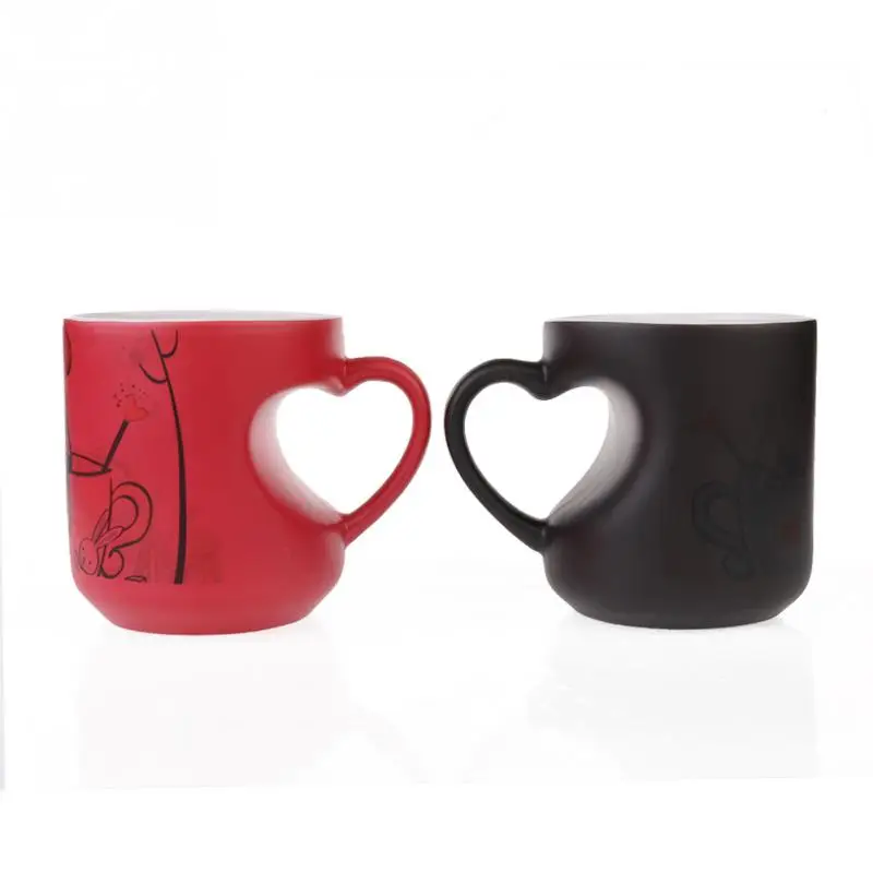 Кофе Чай Молоко Кружка Ceramics Форме Сердца Ручка Мультфильм Шаблон Горячий