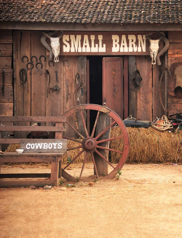 5x7FT Wild West Farm деревянный сарай солома сено ковбойские ремни на заказ фото студия