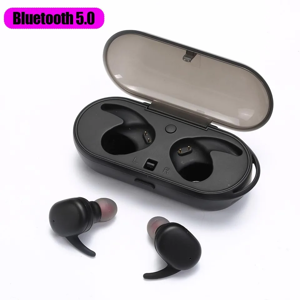 BT5.0 BLACK HEYNOW TWS Touch Two Bluetooth 5,0 наушники мини наушники Беспроводные водонепроницаемые наушники-вкладыши спортивные наушники Micphone для iphone X - Цвет: BT5.0 BLACK