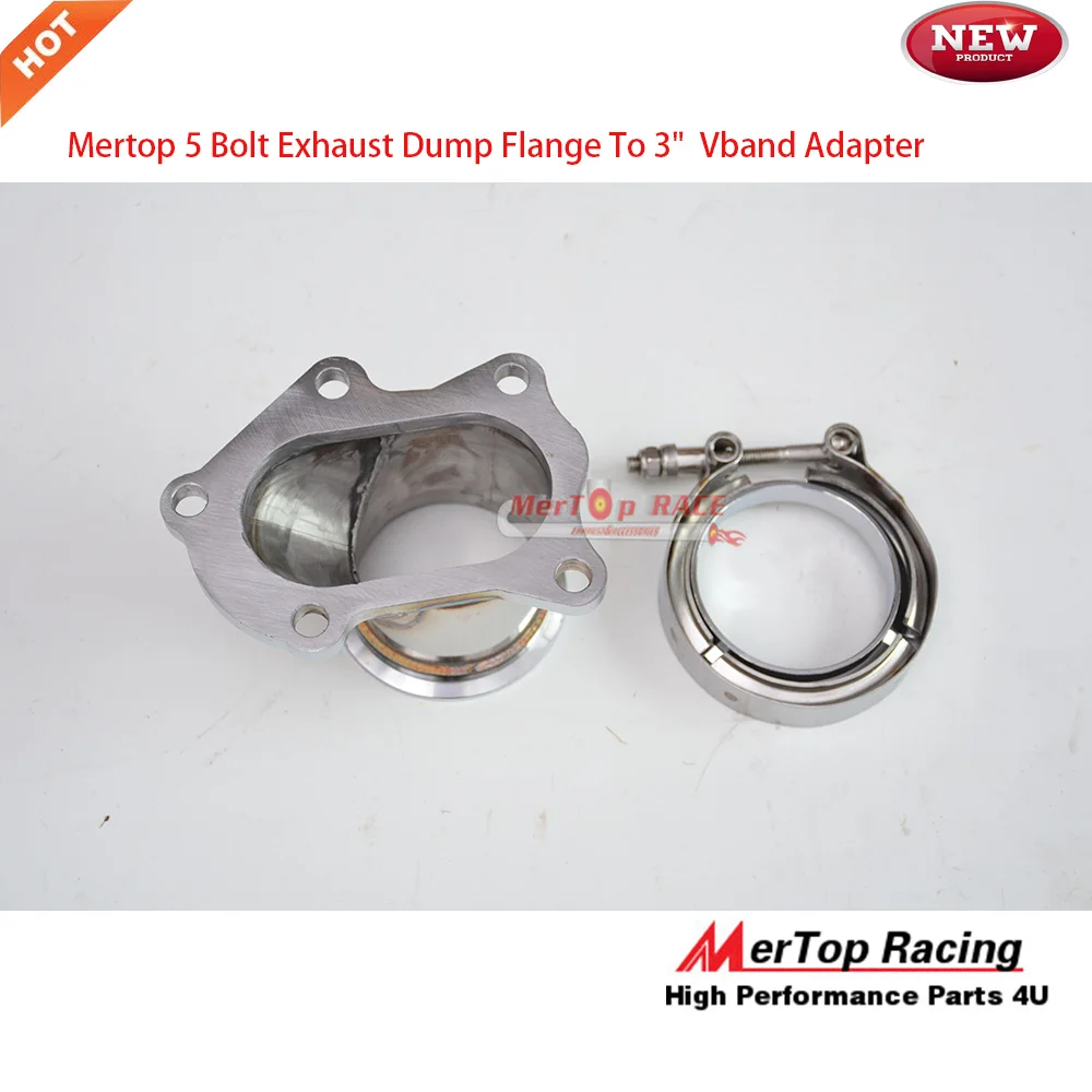 MERTOP Race 3mm thick full SS304 5 Bolt to 3&quotInch Stainless Steel Conversion Exhaust Adaptor+Flange V-Band Clamp | Автомобили и