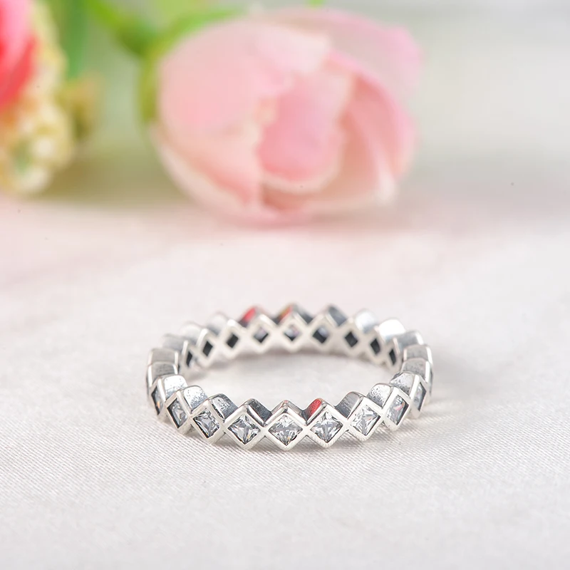 Devolove 925 пробы серебро принцесса перстни с AAA CZ оригинальный обручальное кольцо