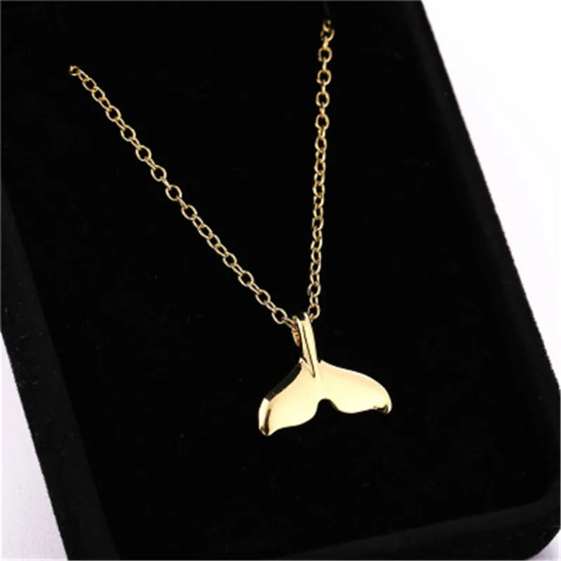 

Fish tail Whale Tail Charms Necklace Pendants Silver Plated Beach Ocean Sea Whale Tail Fish Necklace Female Pendant Chain Collar