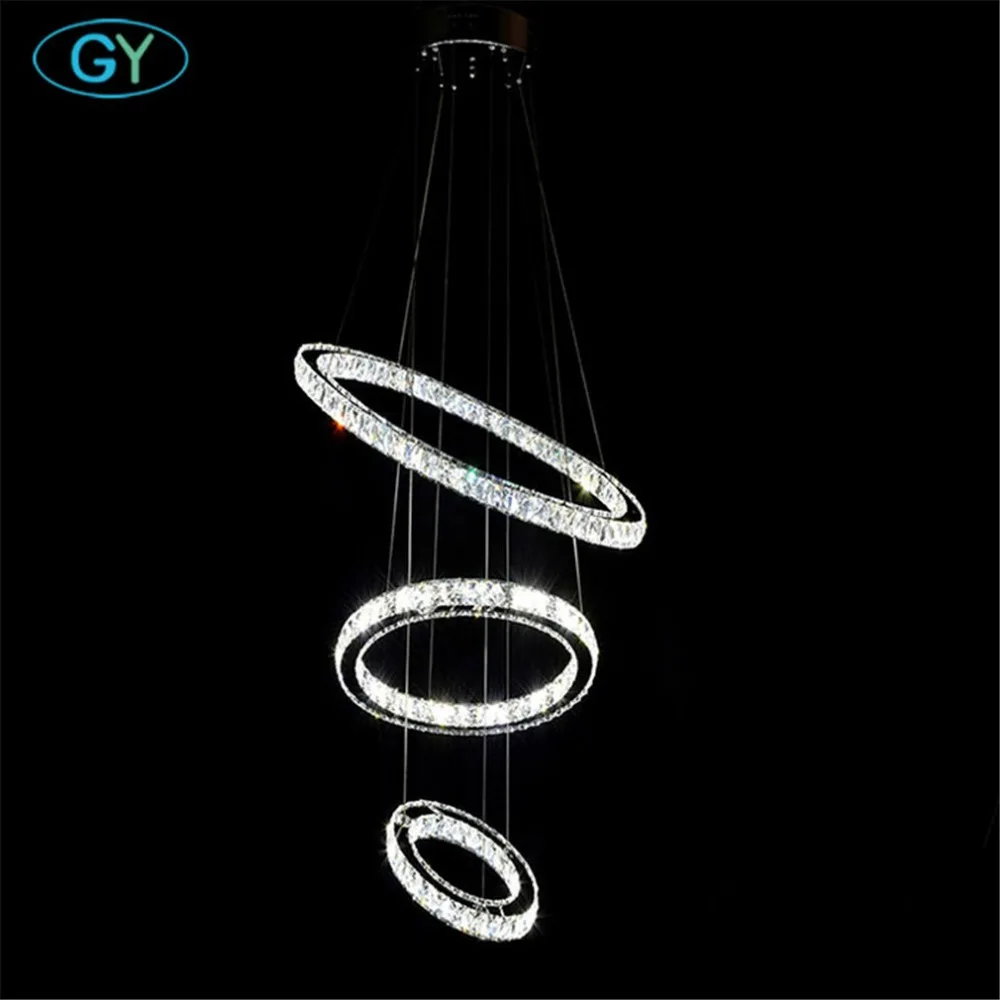 

D20cm + D30cm D40cm 3 кольца люстра 40W светодиодный хрустальный светильник для кухни столовая настольная Подвесная лампа