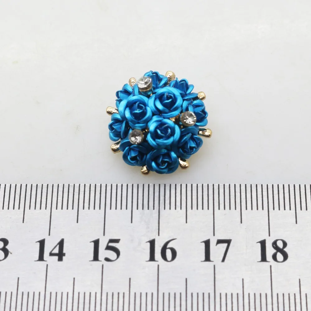 Новинка 5 шт./лот 22 мм Цветочные Стразы пуговицы сделай сам металлический