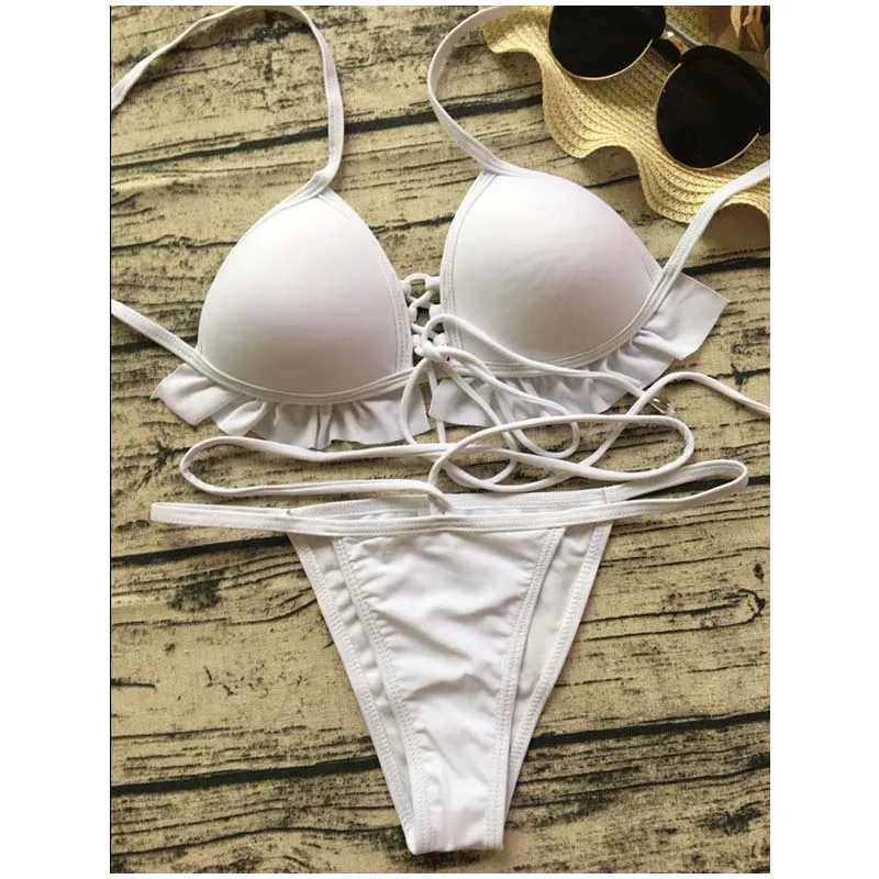 FS 18 стиль крючком узкий бюстгальтер без бретелек бикини купальный костюм женский