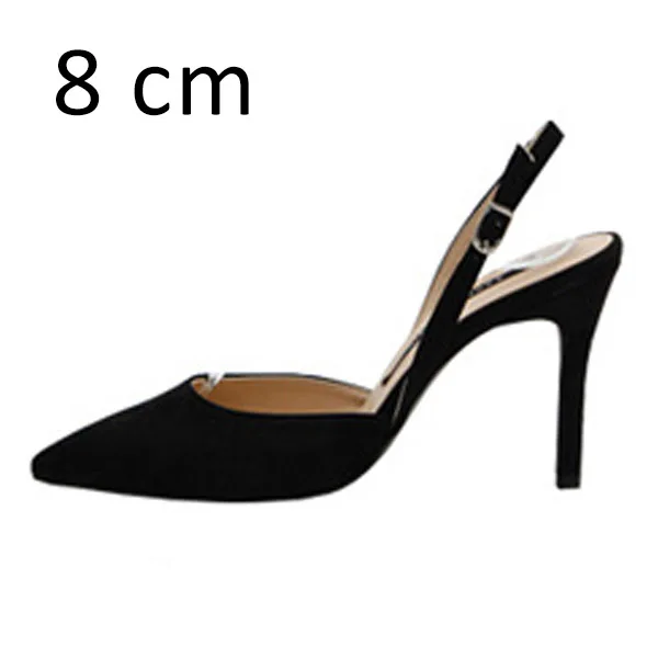 Black Pumps 8cm Для женщин женские туфли-лодочки; пикантные летние туфли на высоком каблуке; Фирменные женские туфли на выход с ремешком на пятке, острый носок Туфли с ремешком и пряжкой модельные туфли для женщин размера плюс - Цвет: Black Pumps 8cm