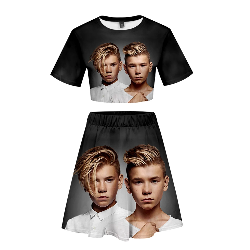 Женские комплекты с объемным принтом Marcus &amp Martinus Модный укороченный топ