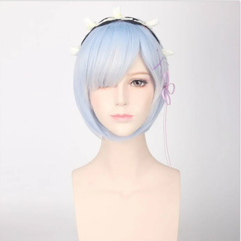 Косплей Rem Ram короткий парик Re: Zero начало жизни в другом мире Болванка под